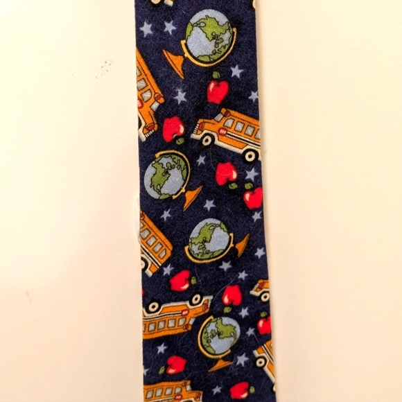 EUC 90s Flax Blue the Magic School Bus Double Sided Tie - Picture 4 of 8